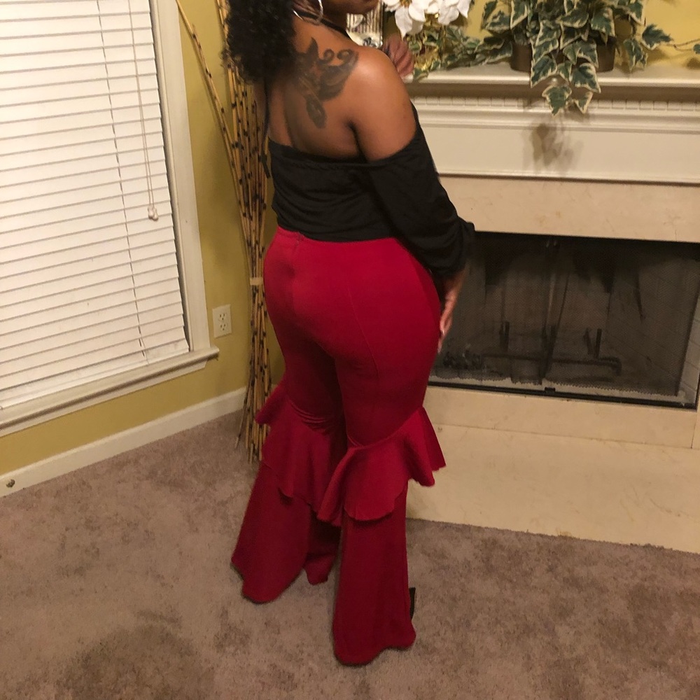 Retro Bell Flare Ruffle Pants - Picture 2 of 2
